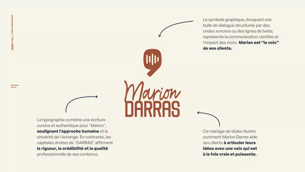 Logotype de Marion Darras associant une cursive et des capitales structurées