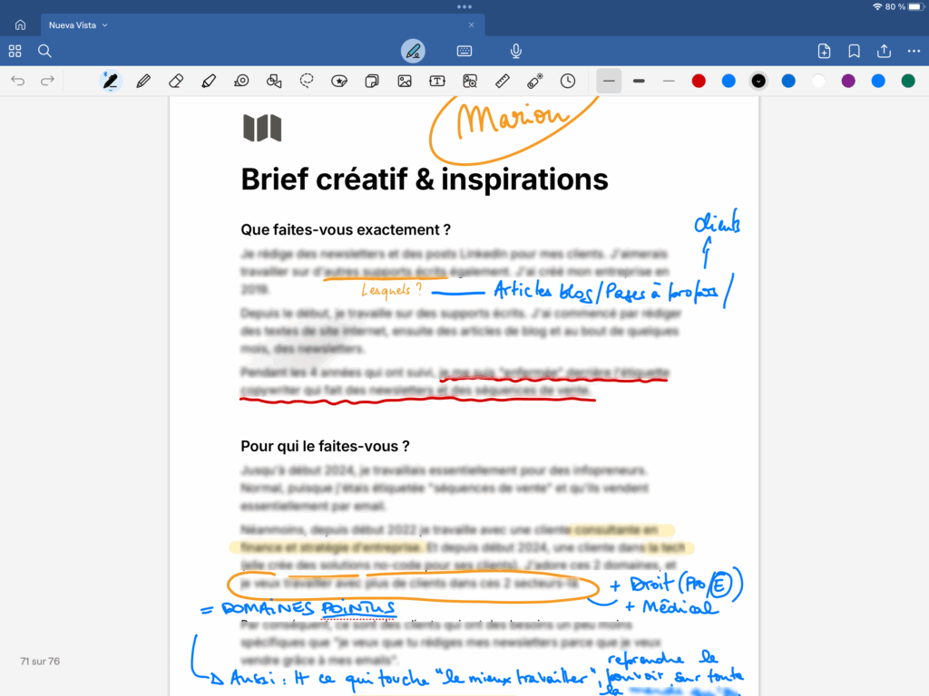 Brief créatif annoté