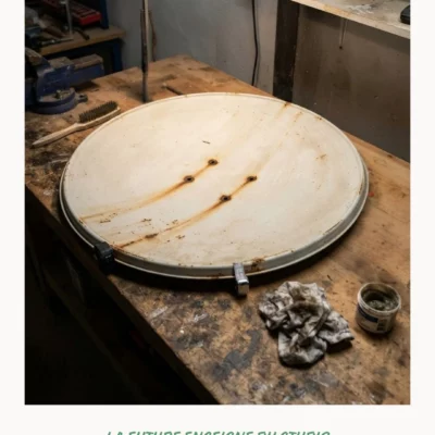 J'ai décroché la vieille antenne satellite de ma maison pour en faire l'enseigne du studio.
Une antenne parabolique. Pour un studio de communication. Je trouve ça très drôle : pendant des années elle a capté des signaux, maintenant c'est elle qui va en envoyer.
Avant de peindre quoi que ce soit, il a fallu la décaper et la préparer. Elle avait pris la pluie et le gel pendant des années.
Ensuite la maquette, puis le report du tracé. C'est l'étape où on peut encore tout effacer.
Pour le fond, bombe aérosol : elle fait presque un mètre sur un mètre, au pinceau j'y serais encore. Et pour les lettres, une peinture métal Valspar Pro dans la teinte la plus proche possible de mon pêche. J'ai comparé un moment avant de me décider.
J'ai hâte. Hâte de poser le dernier trait, hâte de l'accrocher, et surtout hâte de voir ce que ça donne depuis la rue des Canadiens.
Ça faisait des semaines qu'elle traînait dans l'atelier. Il a fallu que je refasse toute mon identité pour savoir quoi mettre dessus.
Vous, vous avez un truc qui attend la bonne idée quelque part ?
#signpainting #enseignepeinte #upcycling #graphistenormandie #peintureenlettres