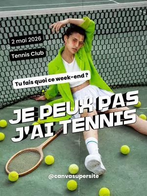 Modèle Canva pour Instagram, tennis vintage vert et blanc
